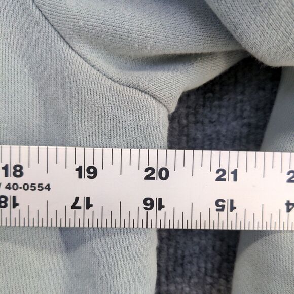 AllSaints Men's Drawstring Hoodie Medium Long Sleeve Blue Embroidered Cotton - Picture 15 of 15